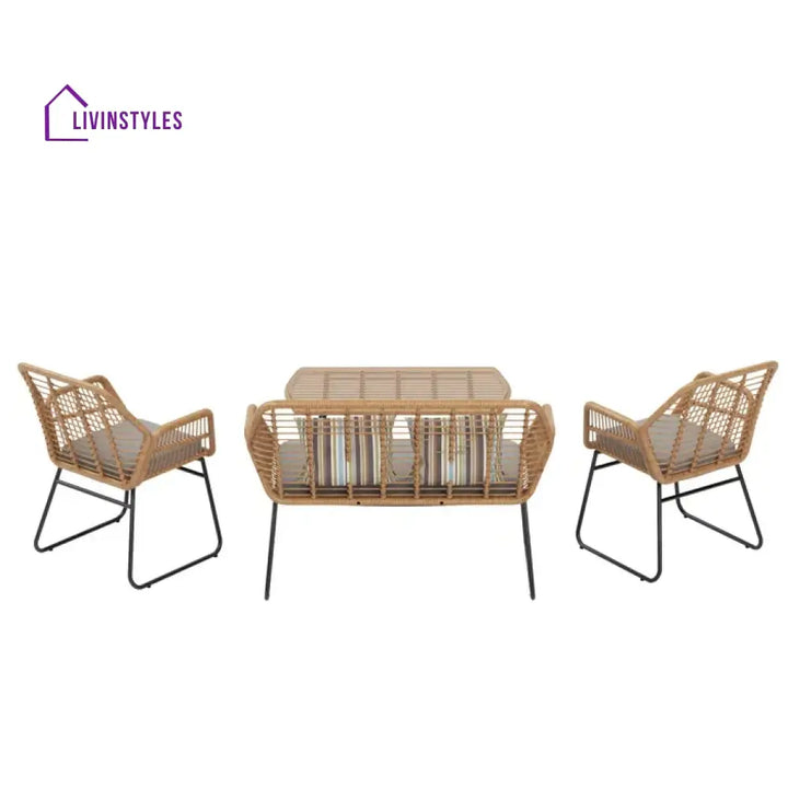 Cara Outdoor Sofa Set 2 Seater 2 Single seater and 1 Center Table (Honey) - Sofa Sets