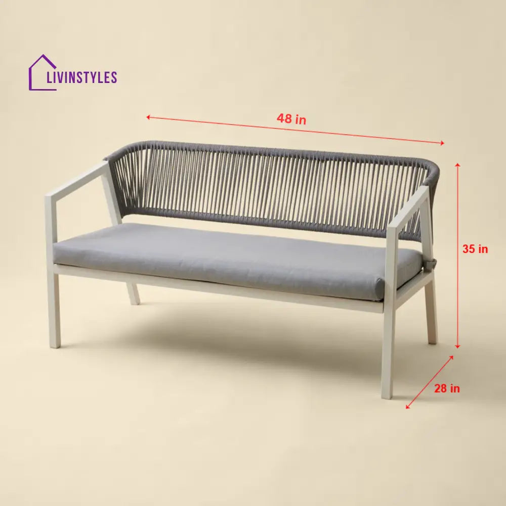 Cares Outdoor Garden Balcony Sofa Set 2 Seater,2 Single seater and 1 Center Table Set Braid & Rope (Cream) - Sofa Sets