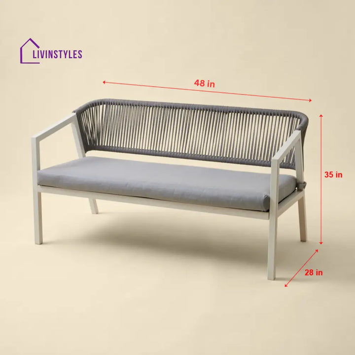 Cares Outdoor Garden Balcony Sofa Set 2 Seater,2 Single seater and 1 Center Table Set Braid & Rope (Cream) - Sofa Sets
