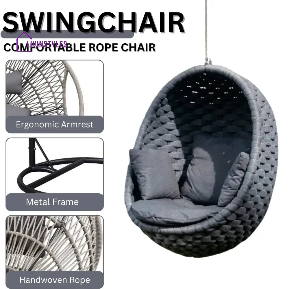 Caridad Rope Hanging Egg Swing Chair - Swing