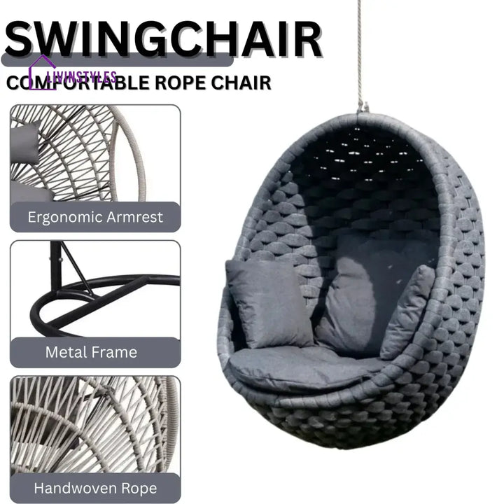 Caridad Rope Hanging Egg Swing Chair - Swing