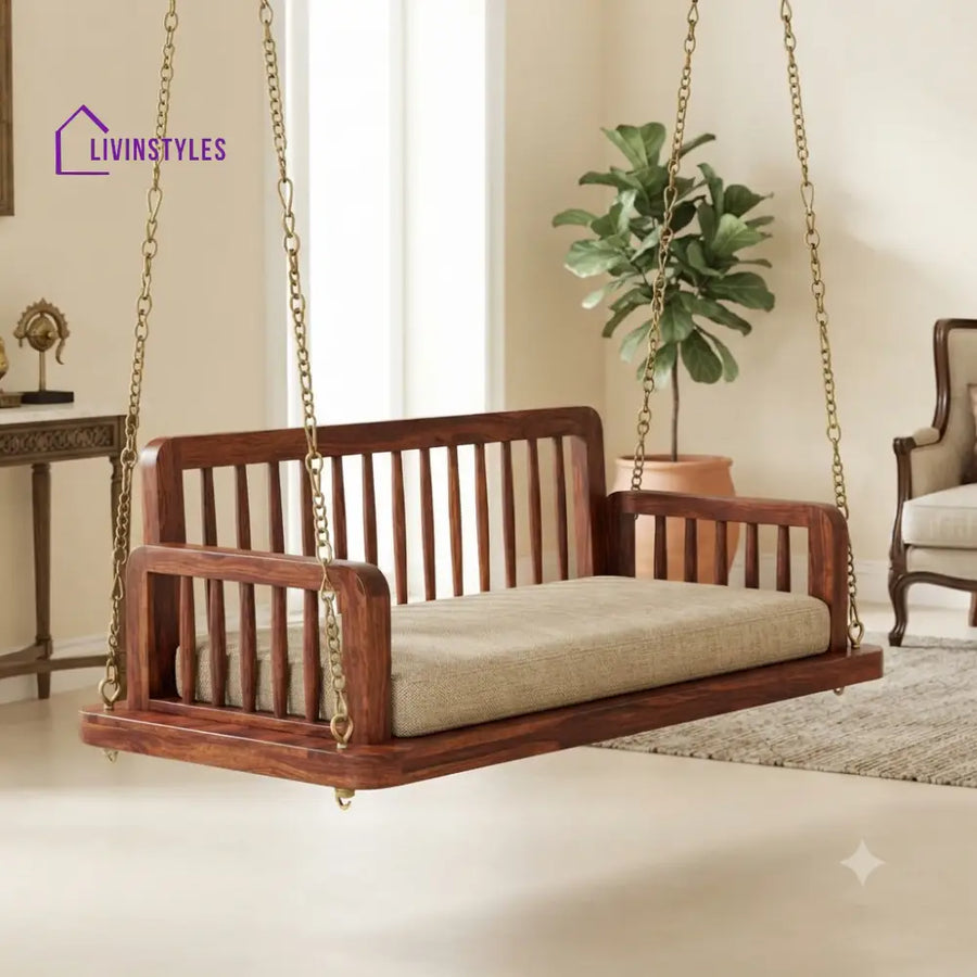 Carine 2 Seater Wooden Swing for Home | Wooden Jhula for home