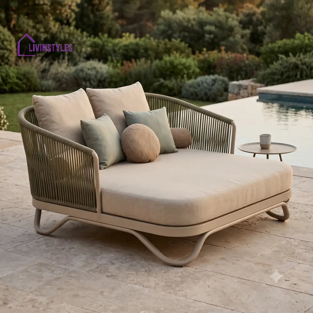Carine Premium Outdoor Day Bed in Metal Frame with Powder Coated & Rope