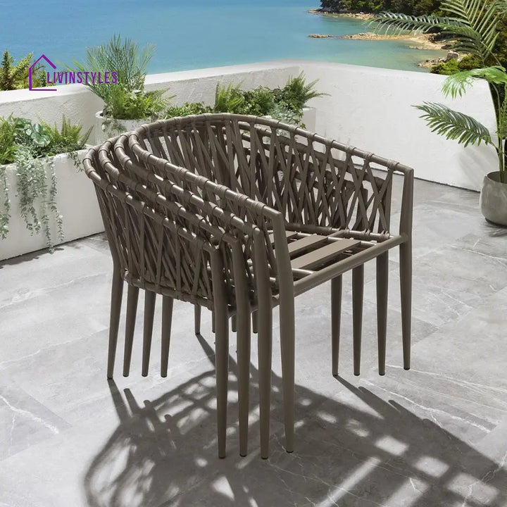 Carlos Outdoor Garden Patio Dining Set 4 Chairs and 1 Table Set Braided & Rope - Coffee Table Sets