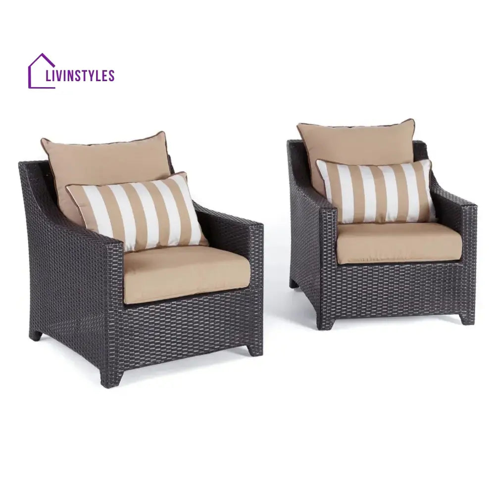 Carmen All Weather Outdoor Wicker Garden L-Shape Sectional Conversation Set - Sofa Set