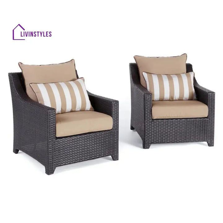 Carmen All Weather Outdoor Wicker Garden L-Shape Sectional Conversation Set - Sofa Set
