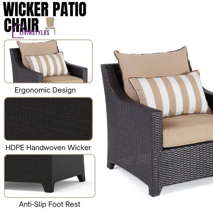 Carmen All Weather Outdoor Wicker Garden L-Shape Sectional Conversation Set - Sofa Set