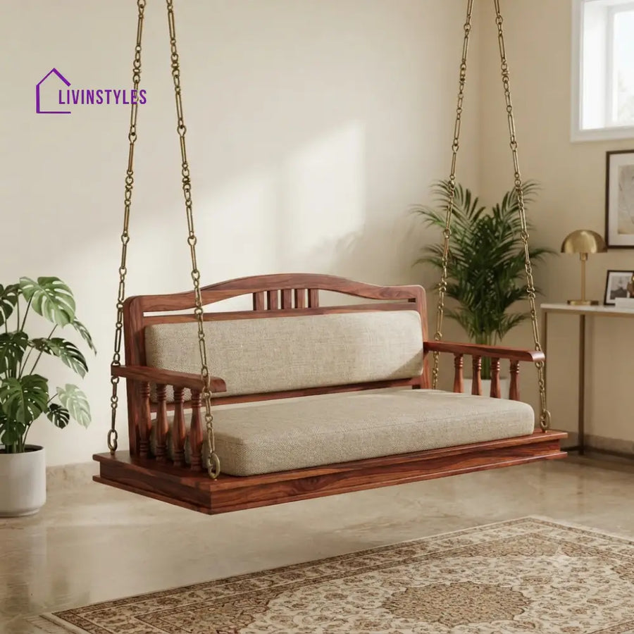 Caroline 2 Seater Wooden Swing for Home | Wooden Jhula for home