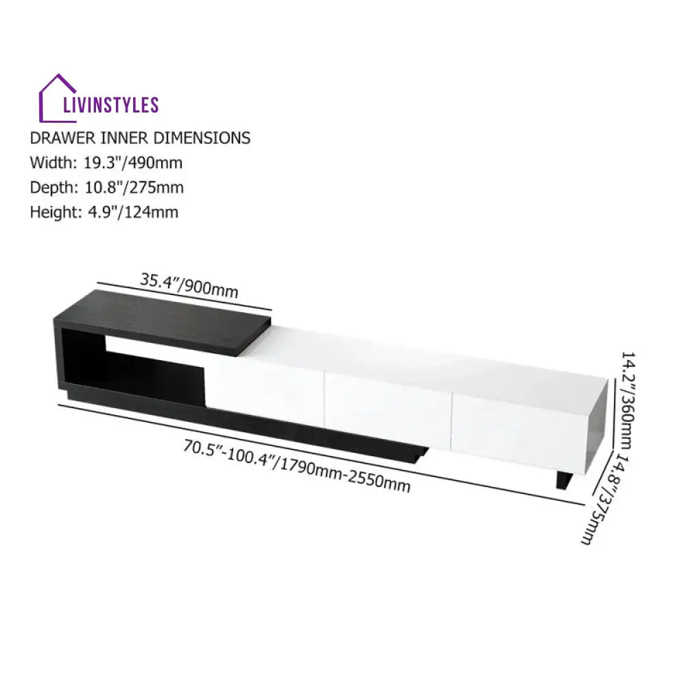 Caroline White Finish Tv Unit Stand for Living Room
