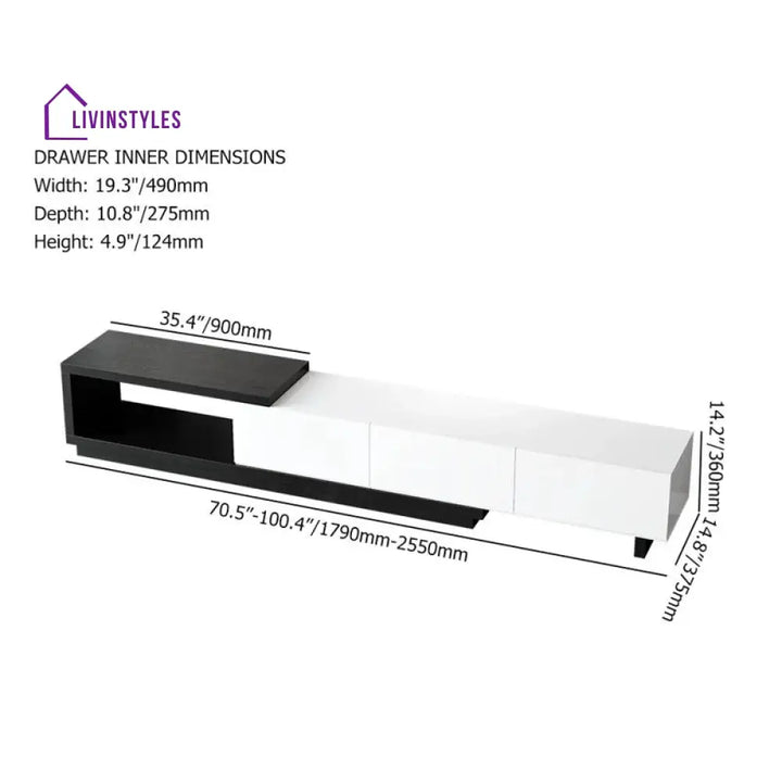 Caroline White Finish Tv Unit Stand for Living Room