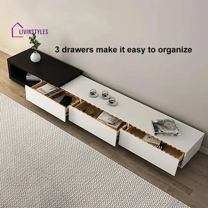 Caroline White Finish Tv Unit Stand for Living Room