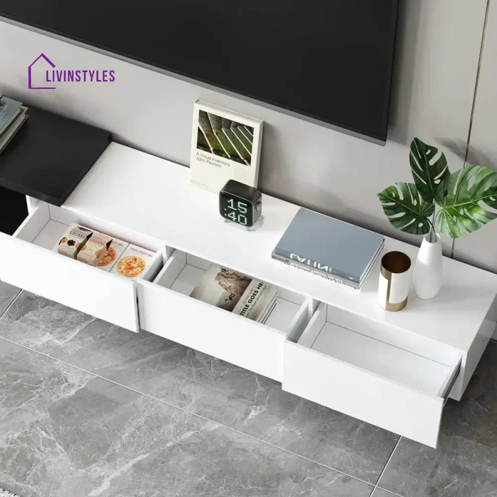 Caroline White Finish Tv Unit Stand for Living Room