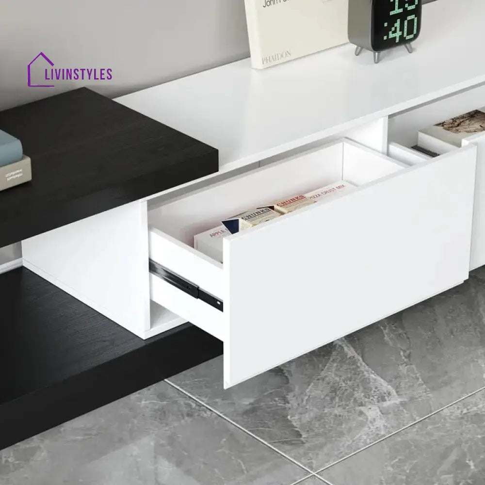 Caroline White Finish Tv Unit Stand for Living Room