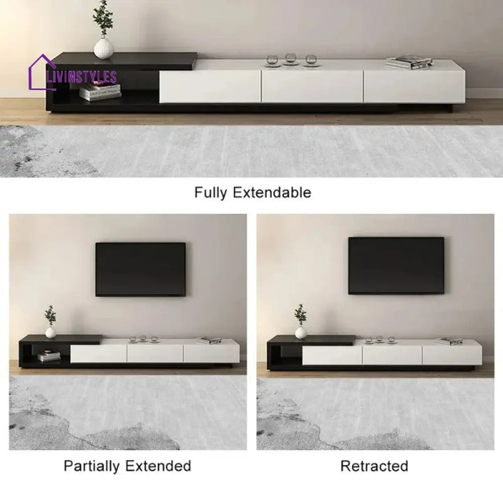 Caroline White Finish Tv Unit Stand for Living Room