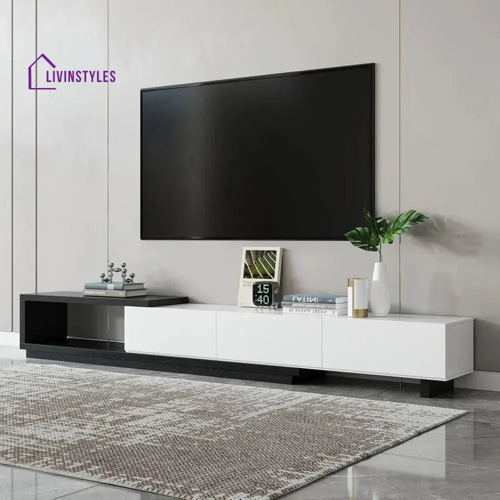 Caroline White Finish Tv Unit Stand for Living Room