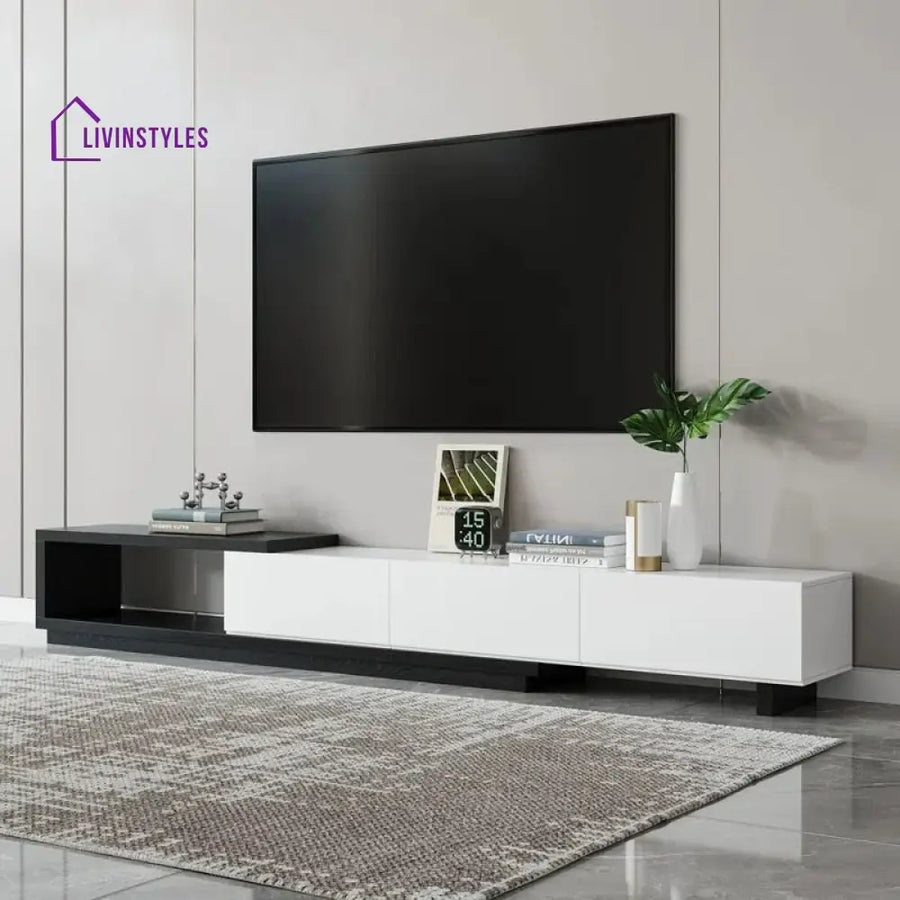 Caroline White Finish Tv Unit Stand for Living Room