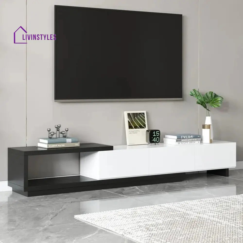 Caroline White Finish Tv Unit Stand for Living Room