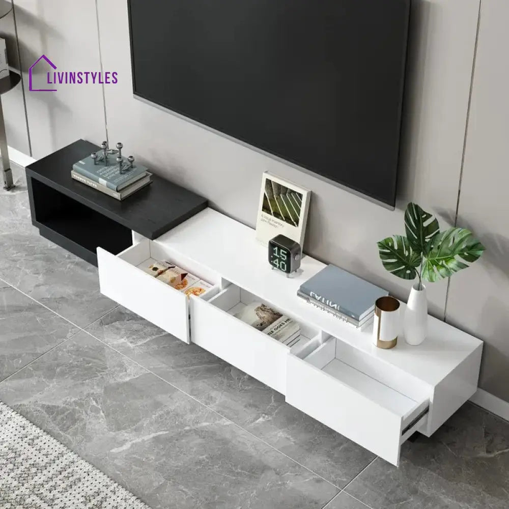 Caroline White Finish Tv Unit Stand for Living Room