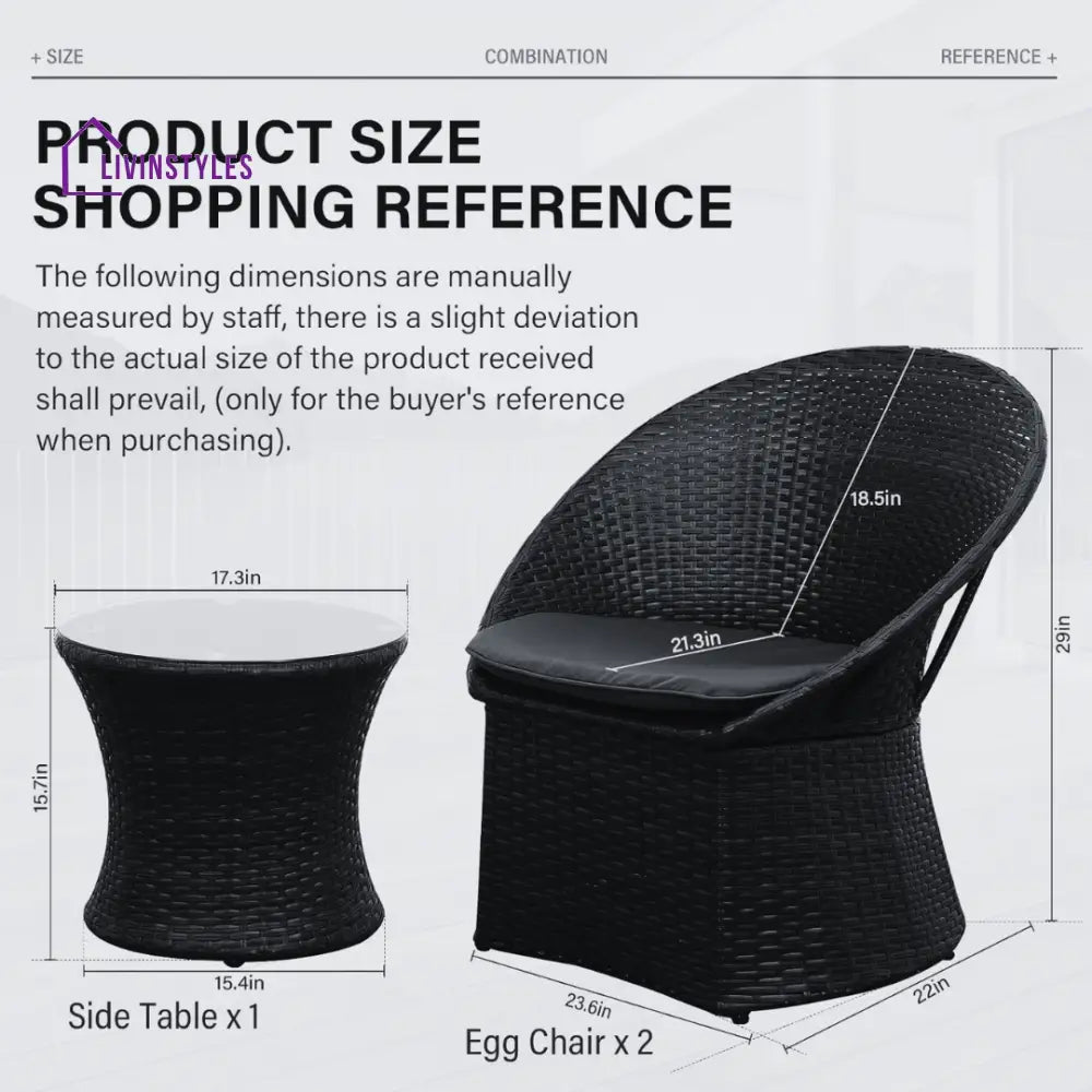 Carreon Outdoor Patio Seating Set 2 Chairs and 1 Table Set - Coffee Table Sets