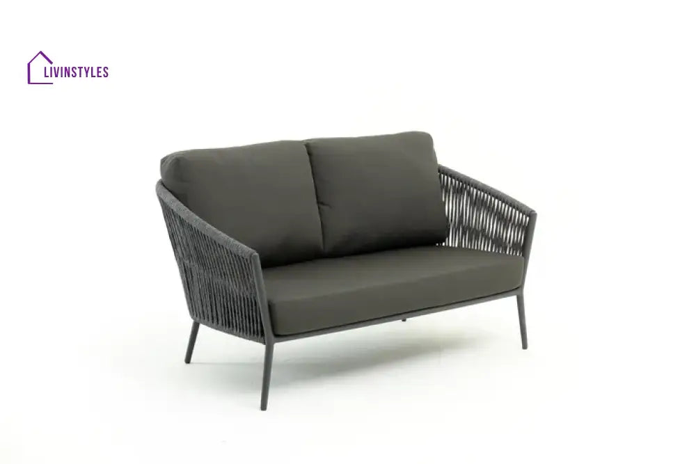 Caruso Outdoor Sofa 2 Seater (Dark Grey) Braided & Rope - Sofa Sets