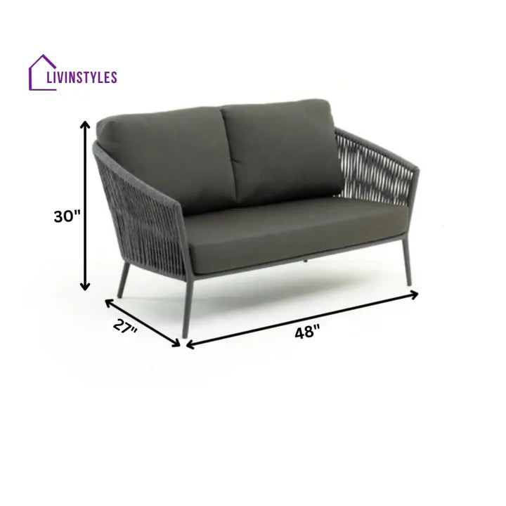 Caruso Outdoor Sofa 2 Seater (Dark Grey) Braided & Rope - Sofa Sets