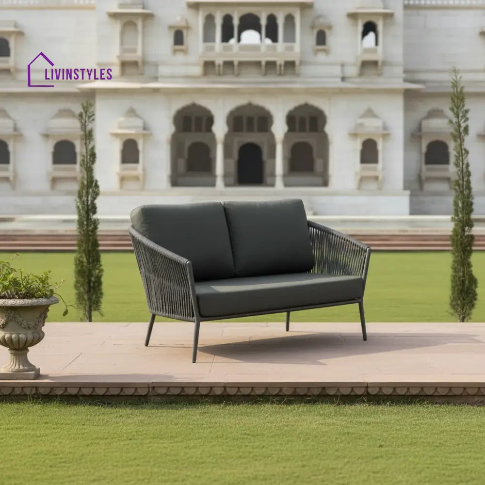 Caruso Outdoor Sofa 2 Seater (Dark Grey) Braided & Rope - Sofa Sets