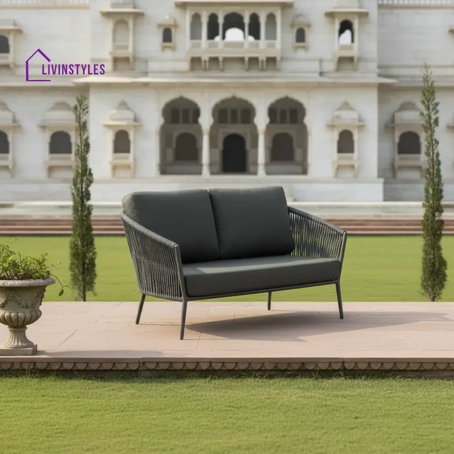 Caruso Outdoor Sofa 2 Seater (Dark Grey) Braided & Rope - Sofa Sets