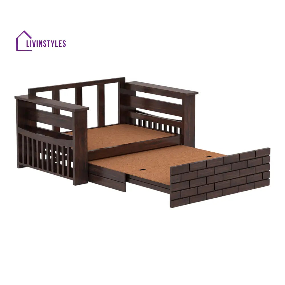 LuxiBlend 2 Seater Walnut Sofa Cum Bed Sheesham Wood