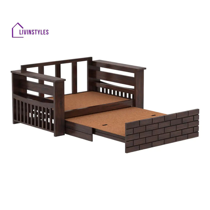 LuxiBlend 2 Seater Walnut Sofa Cum Bed Sheesham Wood