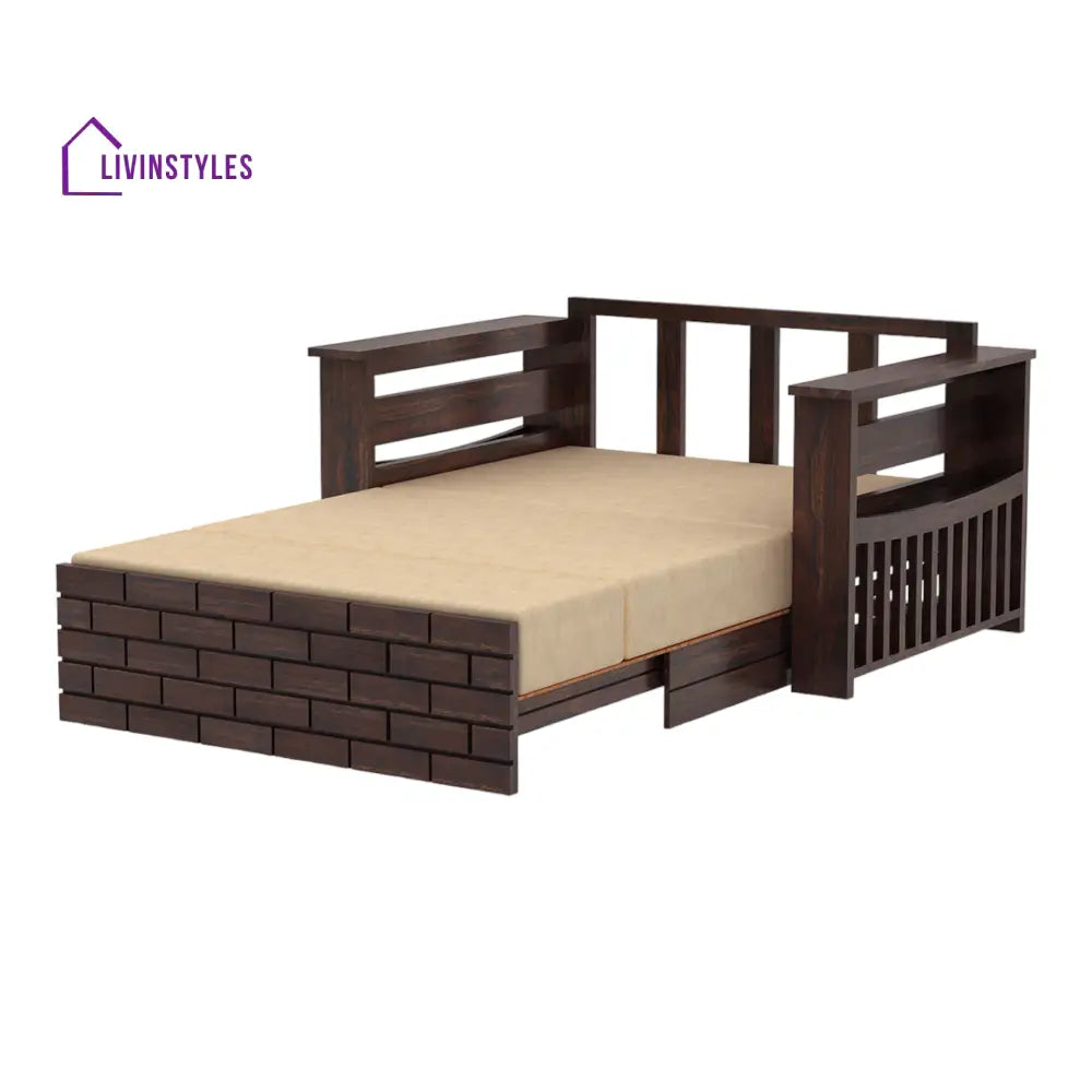 LuxiBlend 2 Seater Walnut Sofa Cum Bed Sheesham Wood