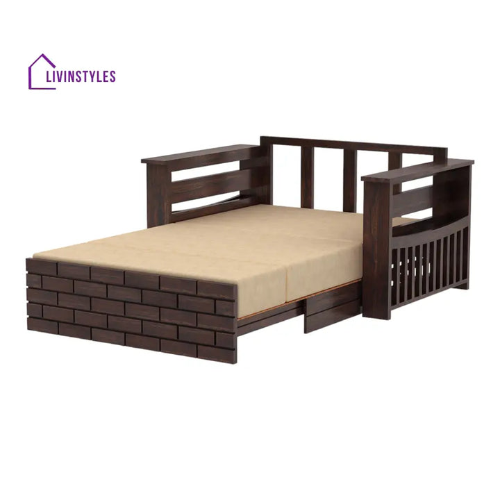 LuxiBlend 2 Seater Walnut Sofa Cum Bed Sheesham Wood