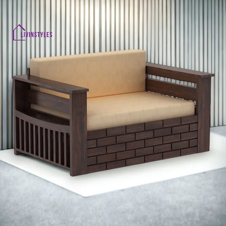 LuxiBlend 2 Seater Walnut Sofa Cum Bed Sheesham Wood