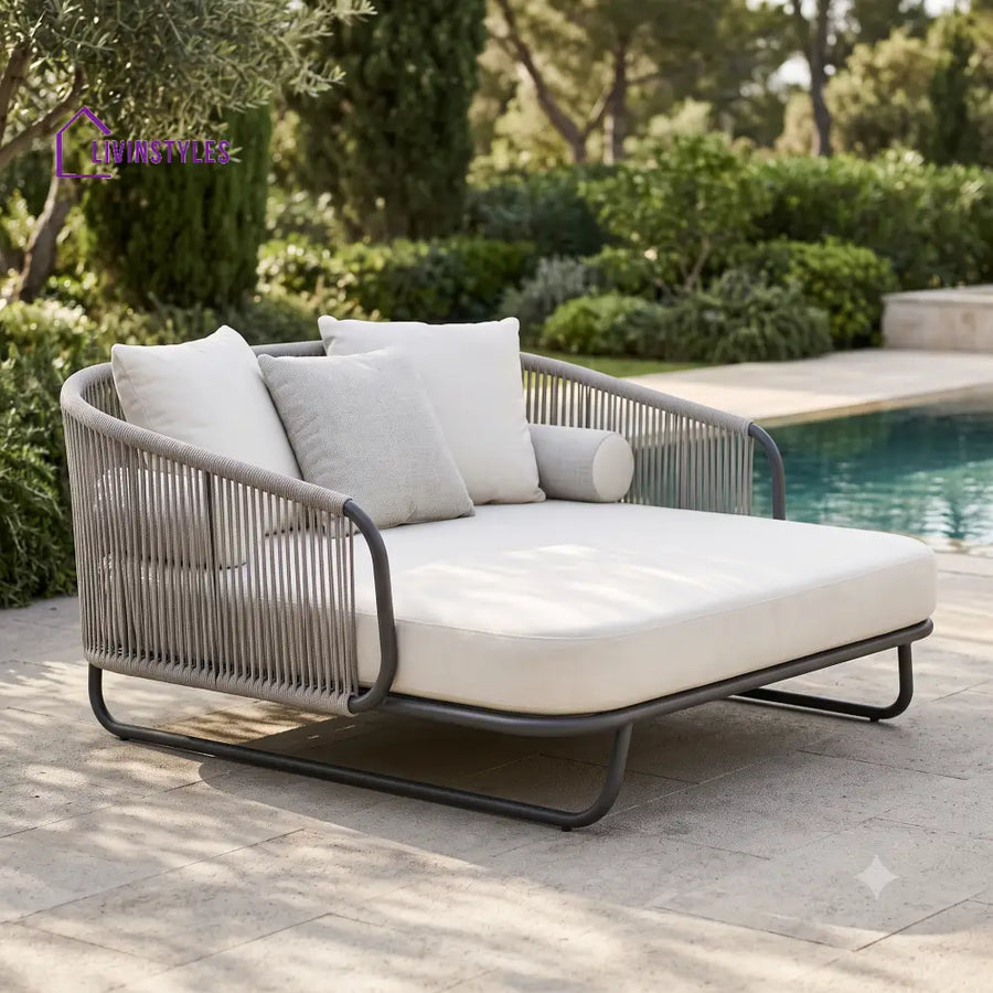 Cassandre Premium Outdoor Day Bed in Metal Frame with Powder Coated & Rope