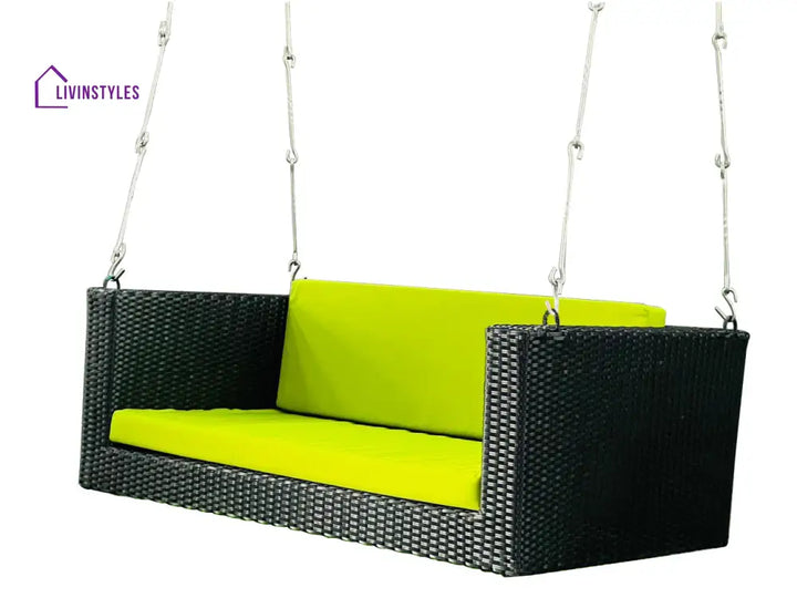 Castro Double Seater Hanging Swing Without Stand For Balcony Garden Swing (Black + Green) - Swings