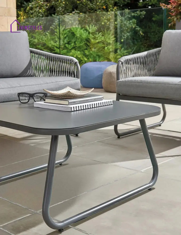 Casu Outdoor Garden Balcony Sofa Set 2 Seater 2 Single seater and 1 Center Table Set Braid & Rope (Grey) - Sofa Sets