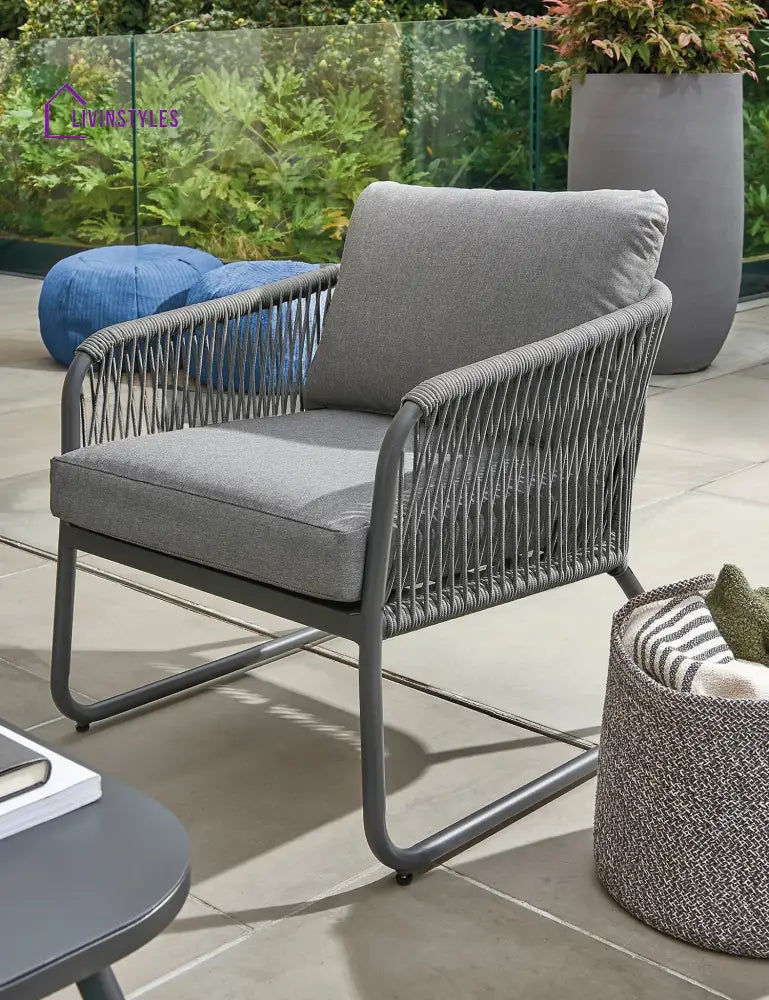 Casu Outdoor Garden Balcony Sofa Set 2 Seater 2 Single seater and 1 Center Table Set Braid & Rope (Grey) - Sofa Sets