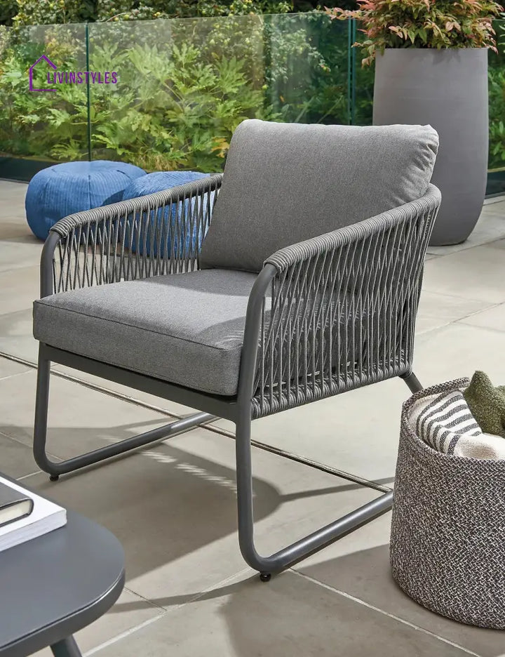 Casu Outdoor Garden Balcony Sofa Set 2 Seater 2 Single seater and 1 Center Table Set Braid & Rope (Grey) - Sofa Sets