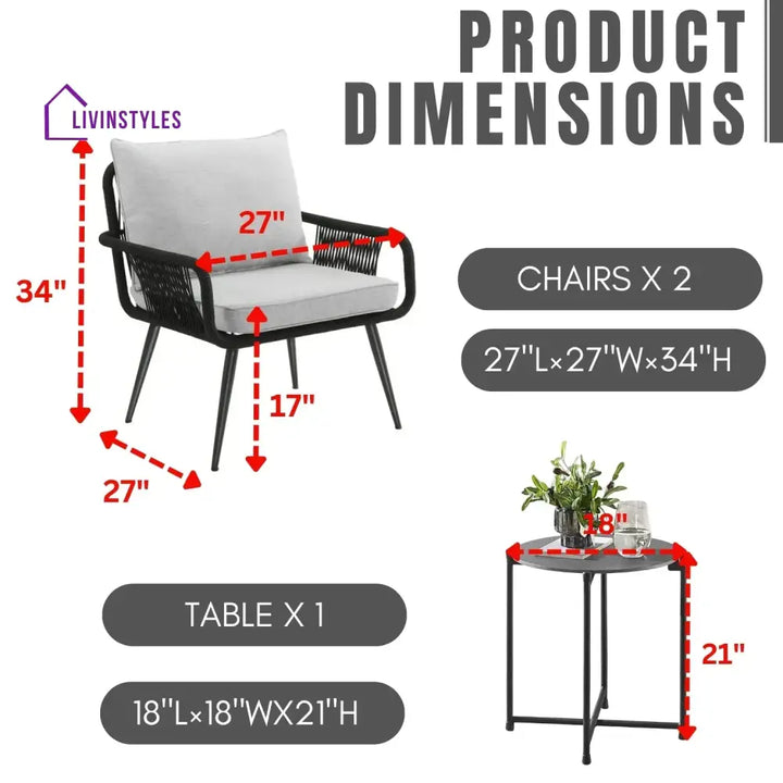 Catalina 3-Piece Rope Patio Set - Perfect for Outdoor Entertaining - Patio Set