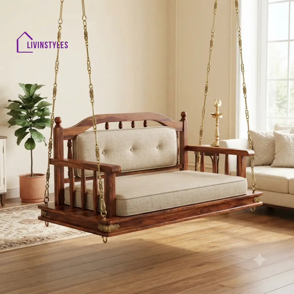 Catherine 2 Seater Wooden Swing for Home | Wooden Jhula for home