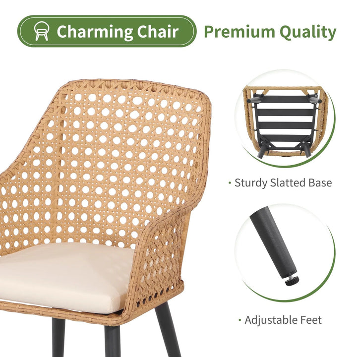 Nano Outdoor Patio Seating Set 4 Chairs and 1 Table Set (Tan)