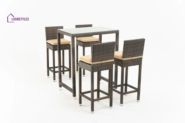 Cea Outdoor Patio Bar Sets 4 Chairs and 1 Table (Brown) - Bar Sets