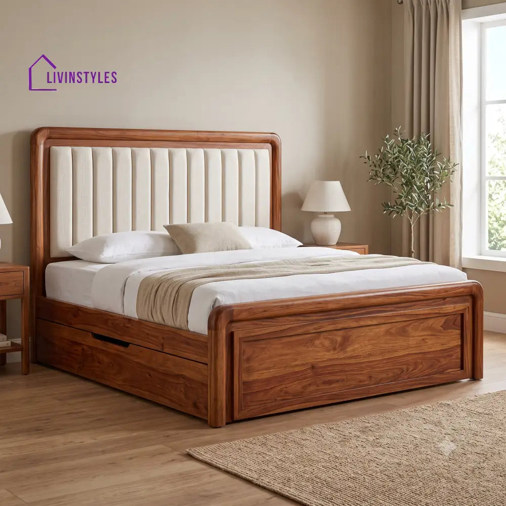 Cecile Premium Wooden Bed with Drawer Storage | King Size Bed & Queen Size Bed Online