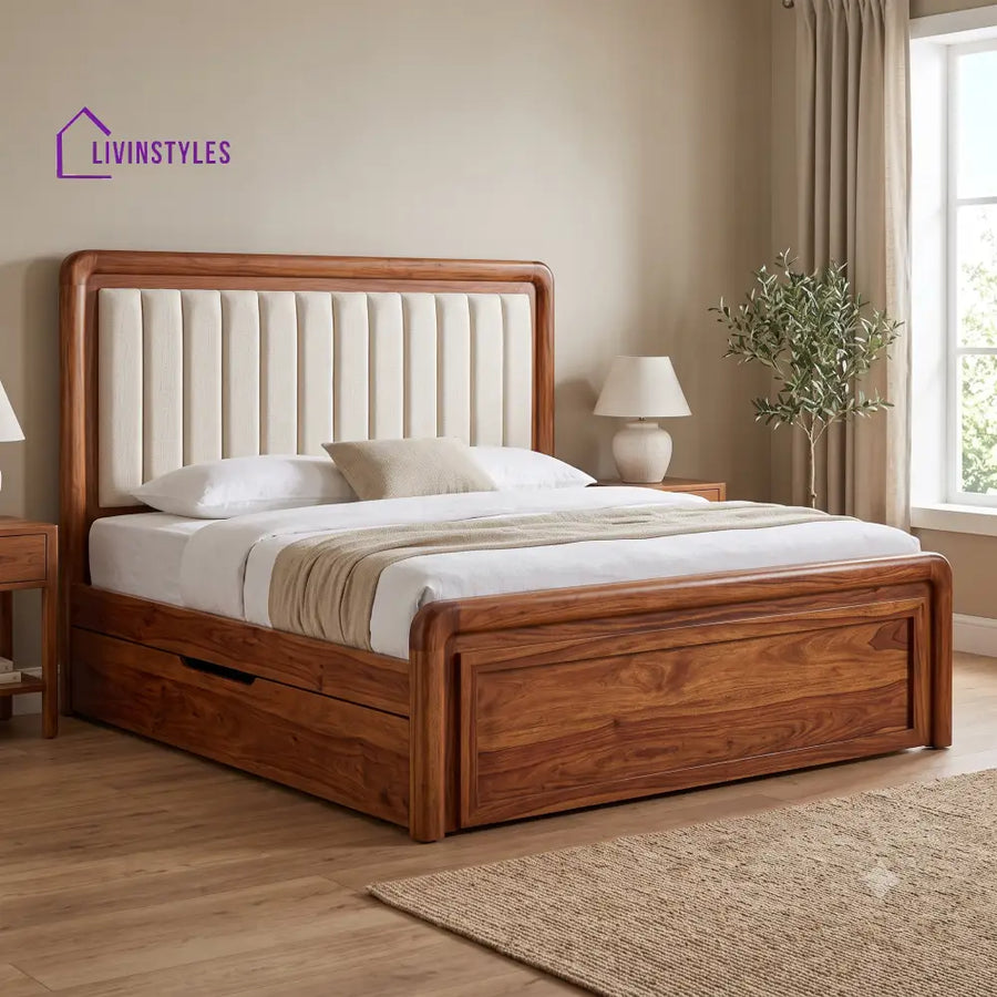 Cecile Premium Wooden Bed with Drawer Storage | King Size Bed & Queen Size Bed Online