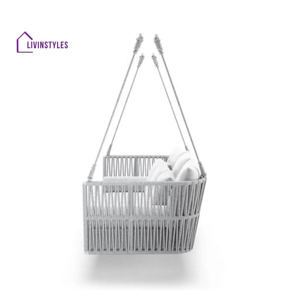 Celeste Double Seater Hanging Swing Without Stand For Balcony Garden Swing (Silver) Braided & Rope - Swings