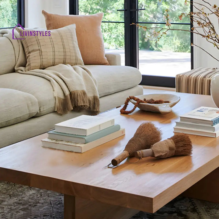 Celeste Solid Wood Coffee Table for Living Room | Rectangle Shape | Plus Type Legs