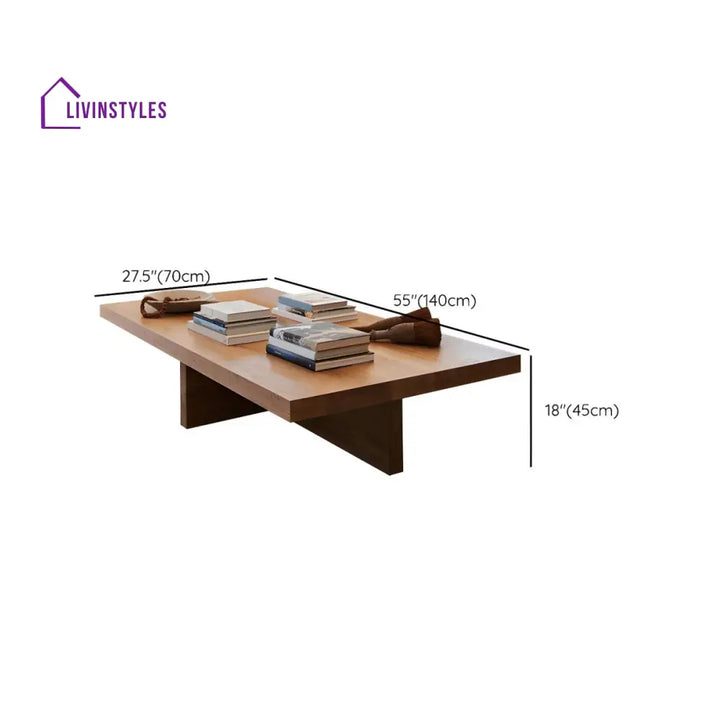 Celeste Solid Wood Coffee Table for Living Room | Rectangle Shape | Plus Type Legs