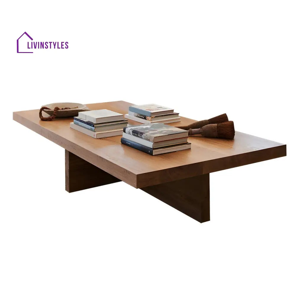Celeste Solid Wood Coffee Table for Living Room | Rectangle Shape | Plus Type Legs
