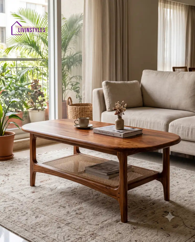 Céleste Wooden Coffee Table for Living Room | Tea Table | Teapoy | Center table