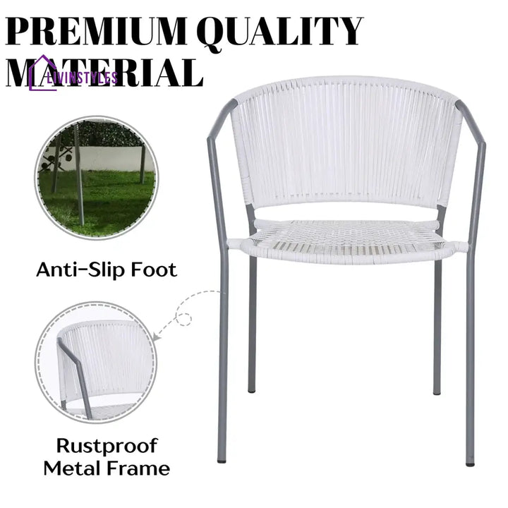 Celestia 3-Piece Outdoor White Rope Patio Set - Patio Set