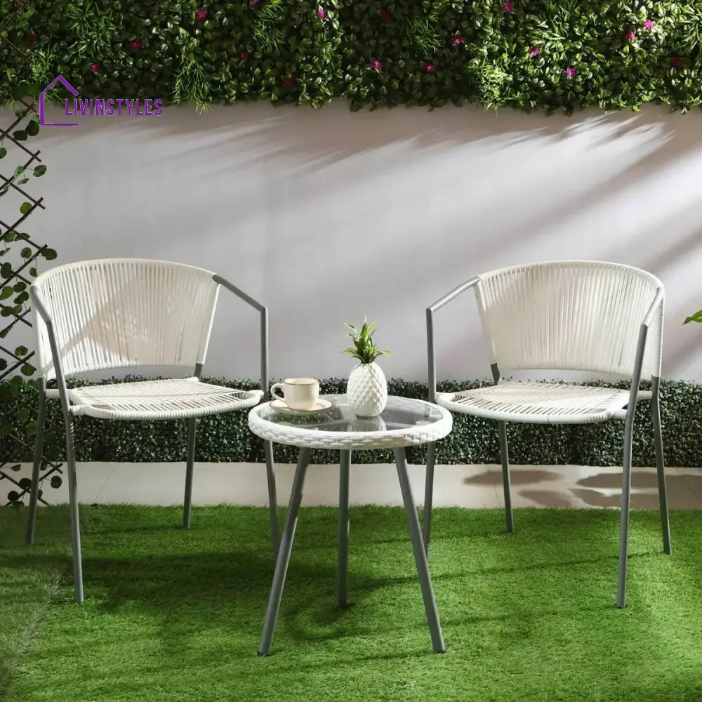 Celestia 3-Piece Outdoor White Rope Patio Set - Patio Set